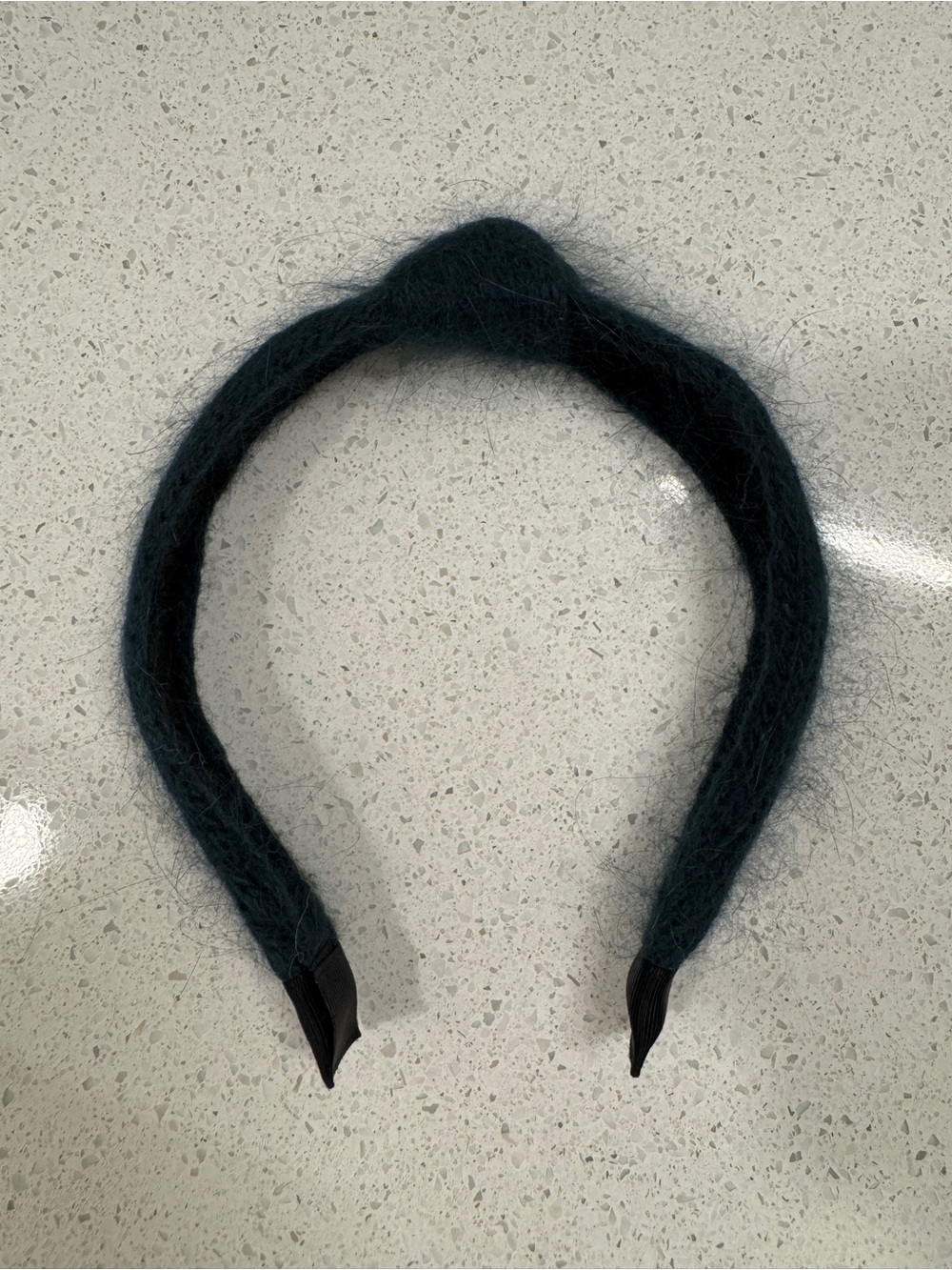 Fuzzy Knotted Headband in Dark Teal